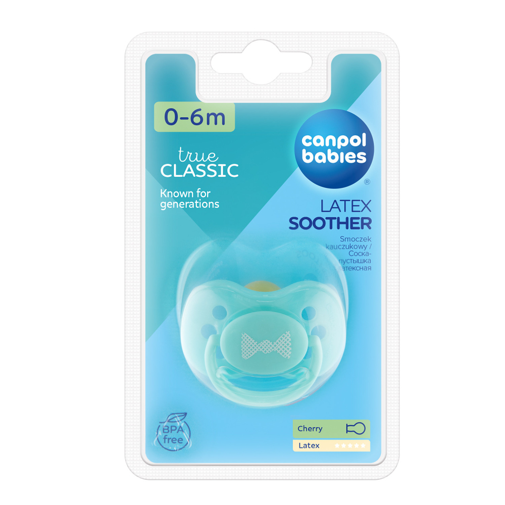 Canpol babies Dudlík 0-6m kaučukový třešinka PASTELS mintový