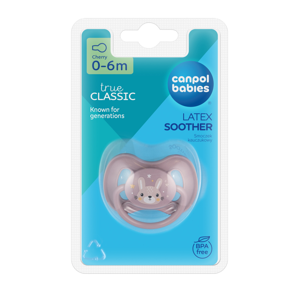 Canpol babies Dudlík 0-6m kaučukový třešinka 1ks CUTE ANIMALS fialový
