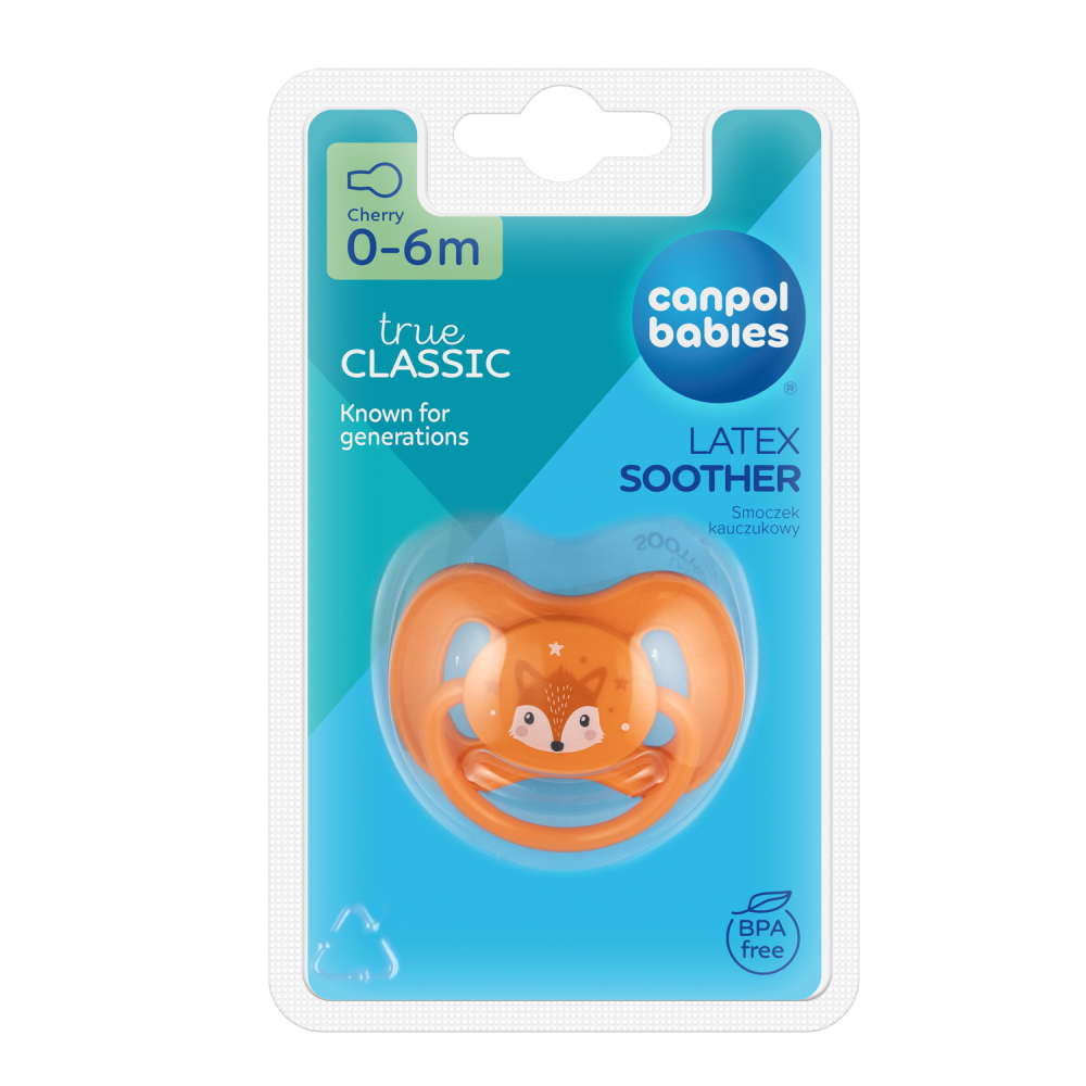 Canpol babies Dudlík 0-6m kaučukový třešinka 1ks CUTE ANIMALS oranžový