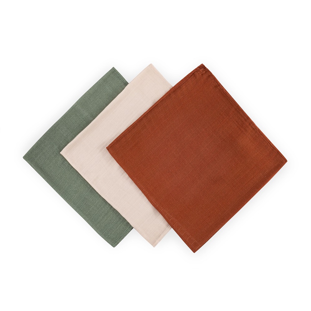PETITE&MARS Sada plen bambusová mušelínová 3ks Moussy Earth Tones 68 x 68 cm