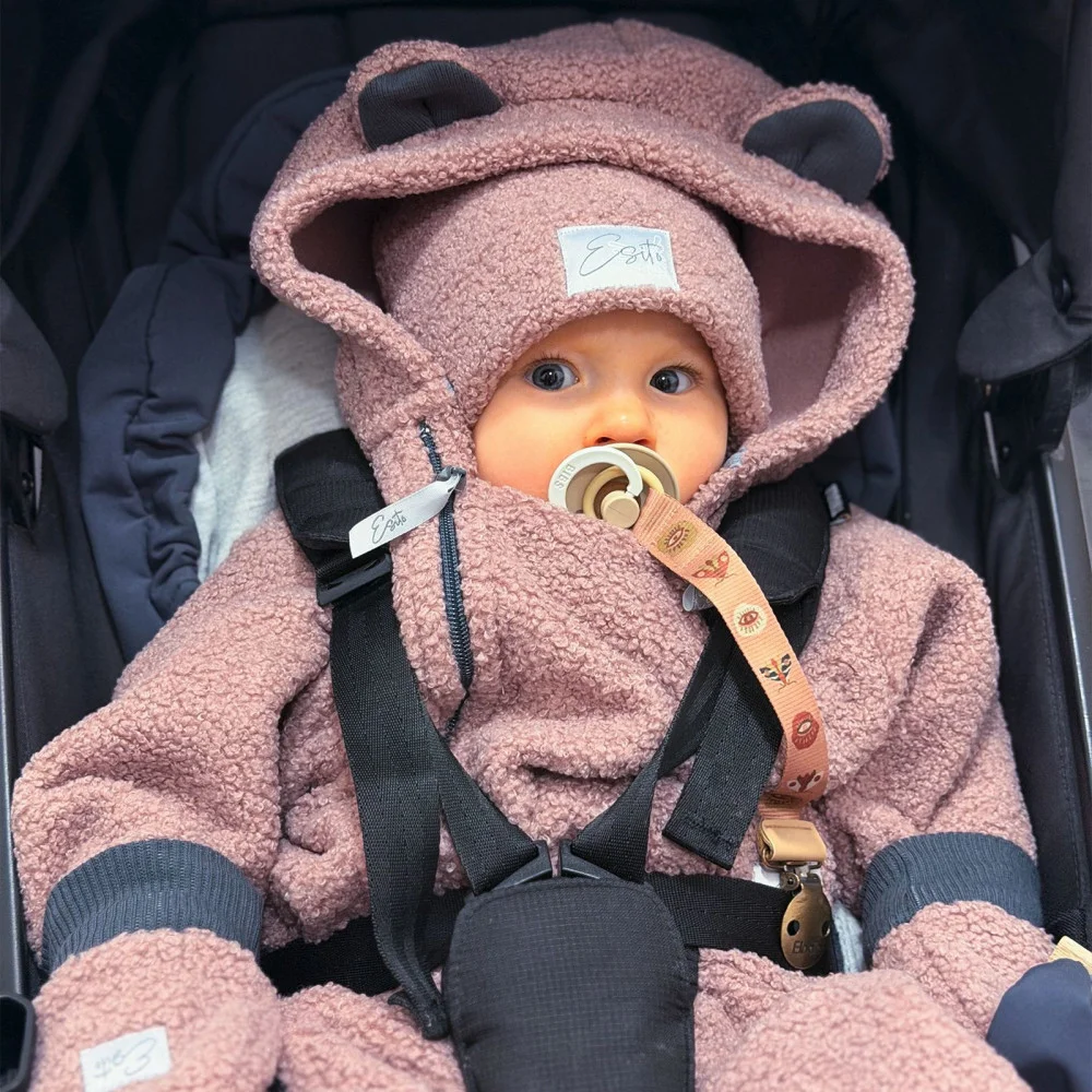 ESITO Rostoucí zimní kombinéza Teddy fleece double Cyclamen pink velikost 80/86