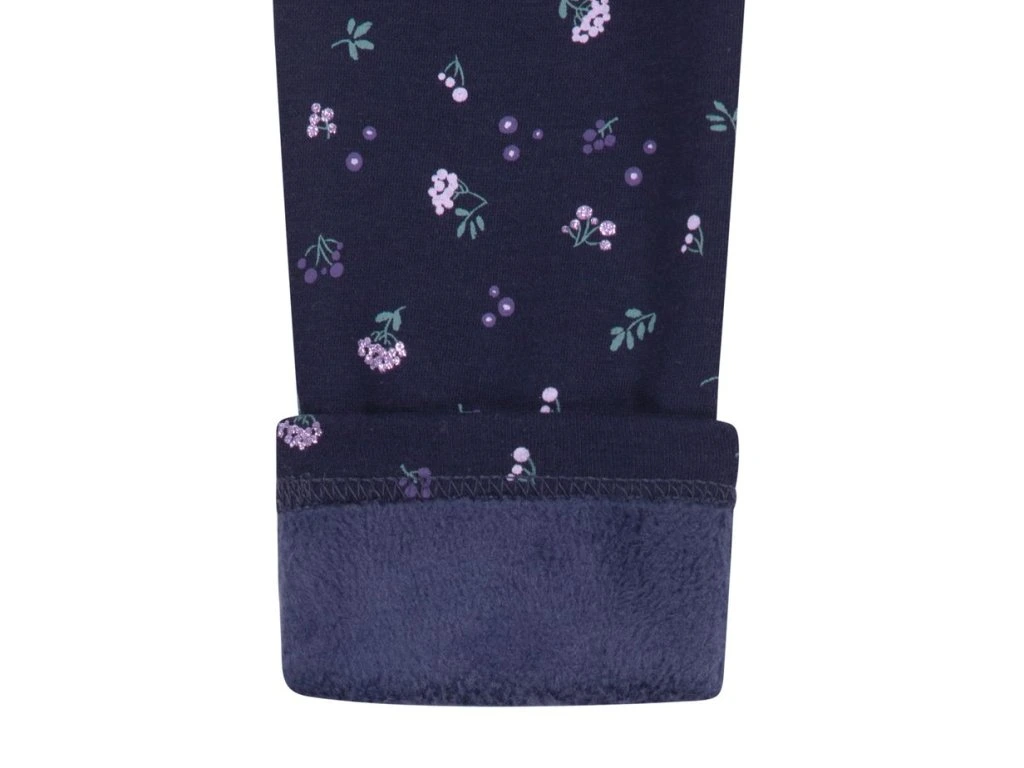 Dívčí zateplené legíny Salt and Pepper tmavě modré  s kytičkami velikost 122