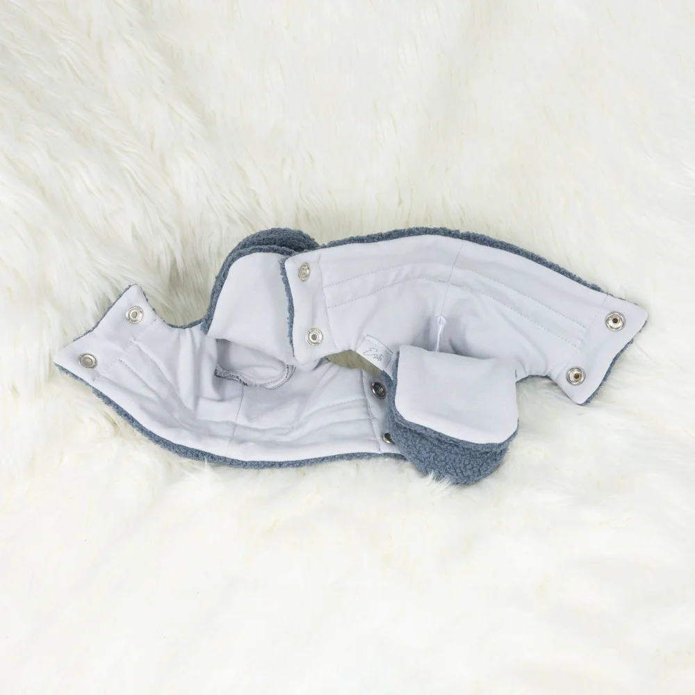 Capáčky Teddy fleece double Denim blue velikost 3 - délka stélky 13cm