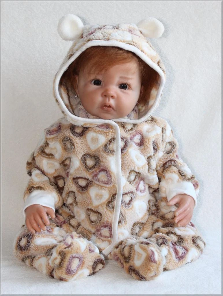 Flaušový overal Srdíčka béžovohnědá Baby Service velikost 56