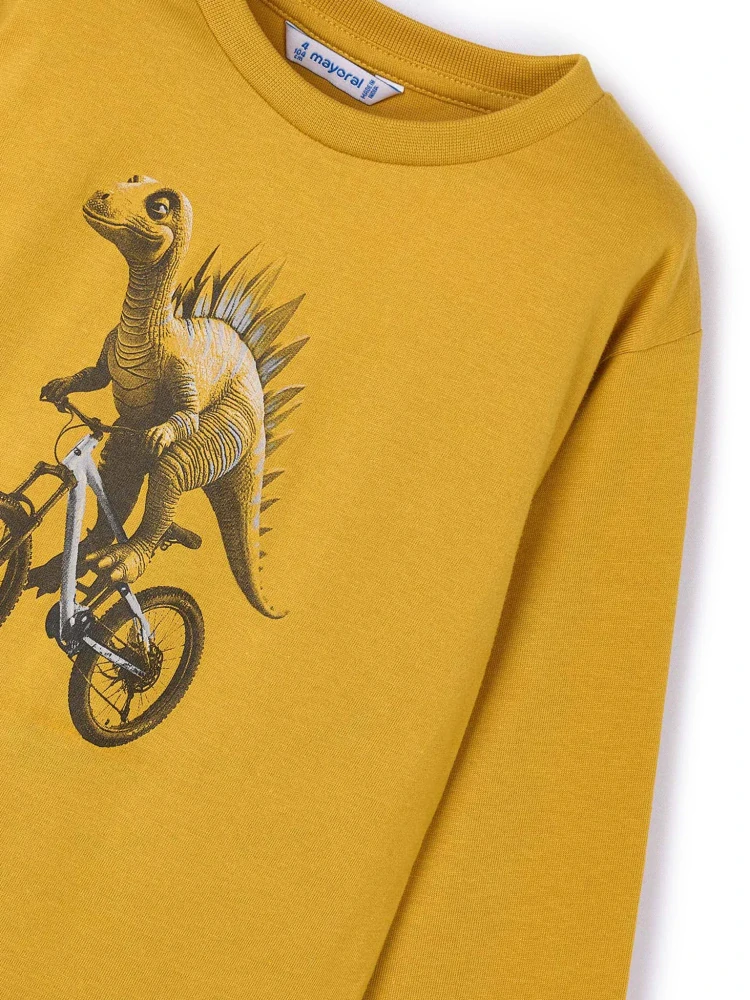 Chlapecké triko dlouhý rukáv Dinosaur Mayoral 4087-30 okrové