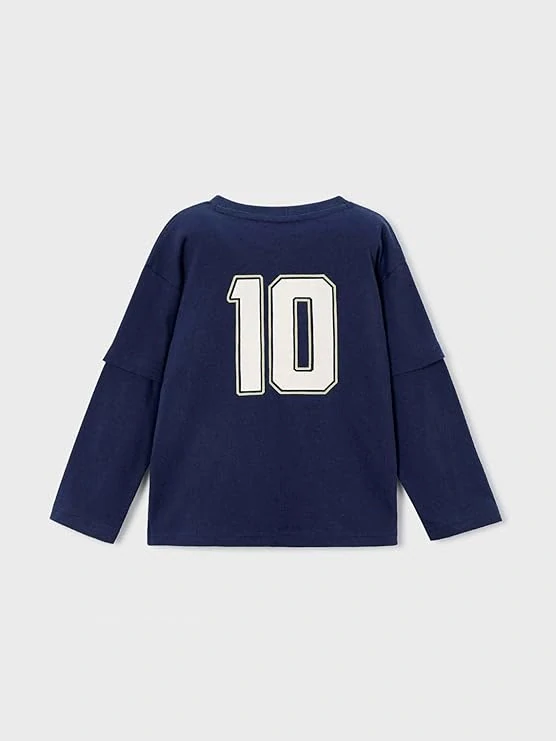 Chlapecké triko dlouhý rukáv Mayoral   s číslem 10  4075-75 Tmavě modré velikost 92