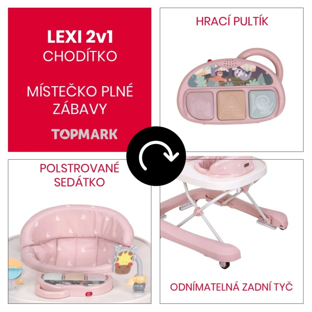 Chodítko Topmark LEXI 2v1 pink