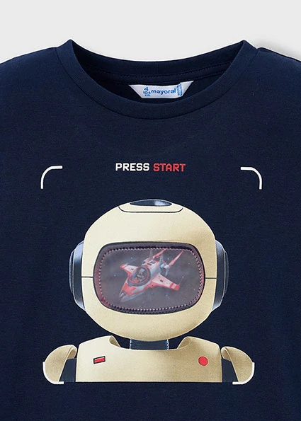 Chlapecké triko krátký rukáv Mayoral 3065-40 Robot Tmavě modré