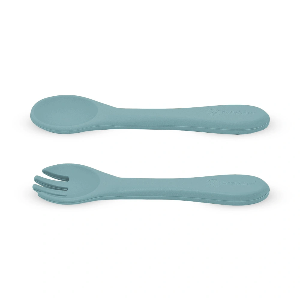 PETITE&MARS Příbor silikonový Take&Match Frosted Sky 6m+