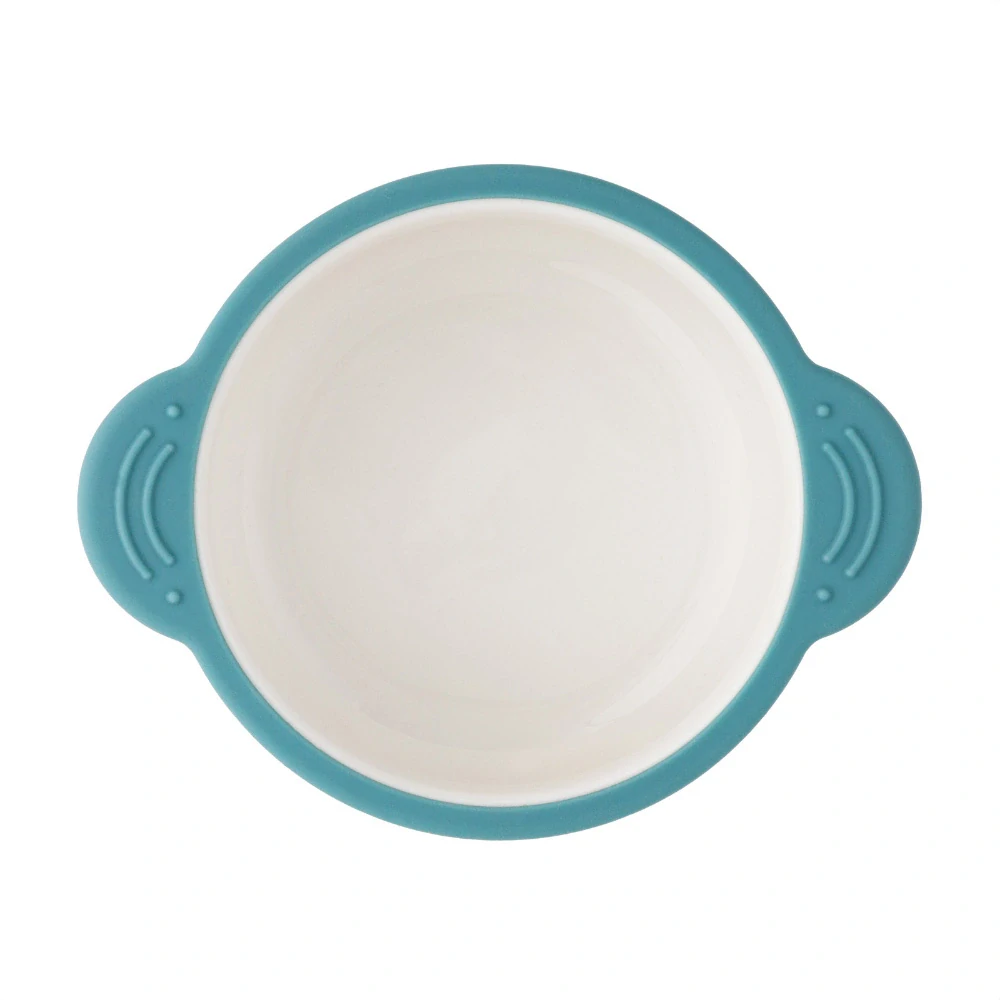 PETITE&MARS Miska keramická se silikonovým obalem Teal Blue