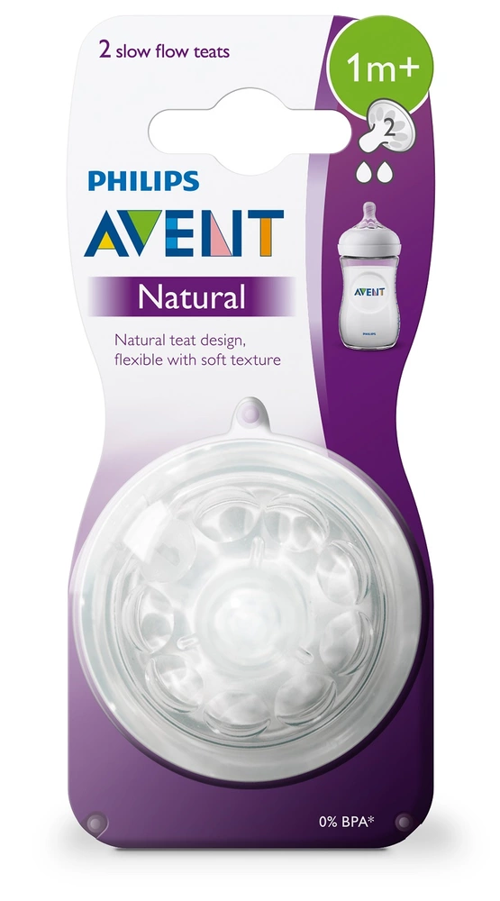 Dudlík NATURAL Philips Avent 2 pomalý průtok, 2 ks 