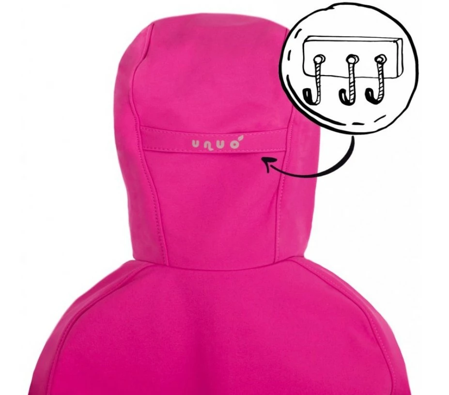 Dětská softshellová bunda Unuo s fleecem Květinky fuchsiová