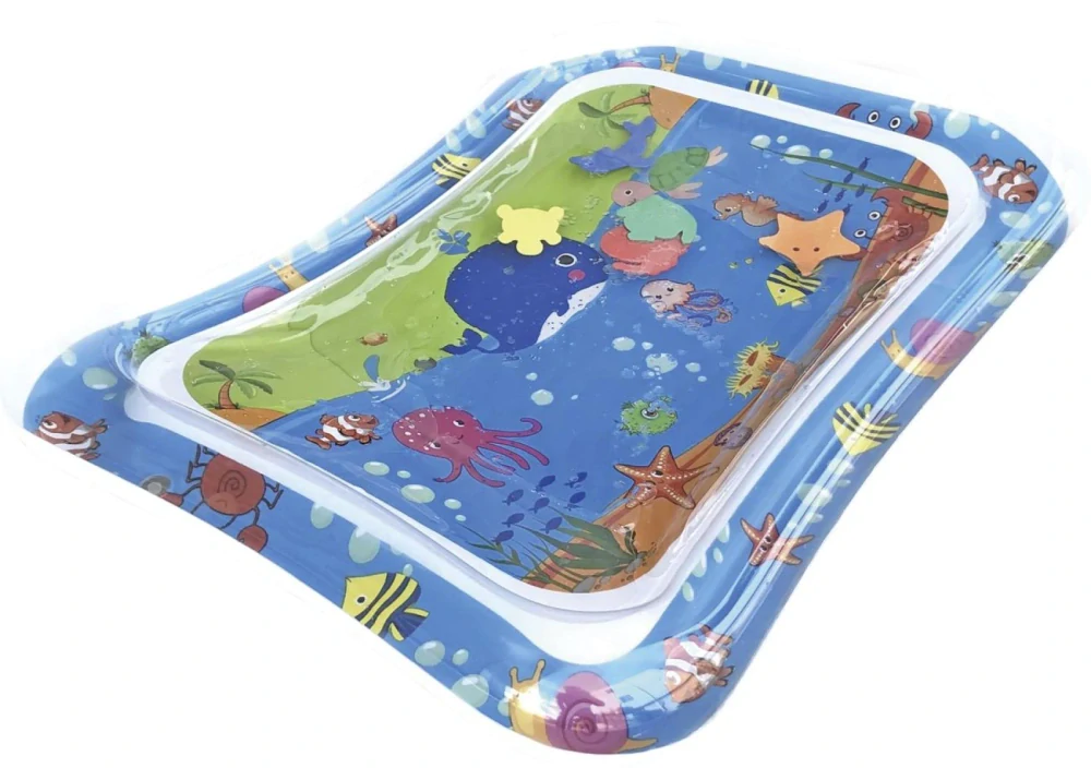 Vodní podložka mořská zvířátka nafukovací 65x48cm s pumpičkou v plastové tašce 18x19cm 4m+
