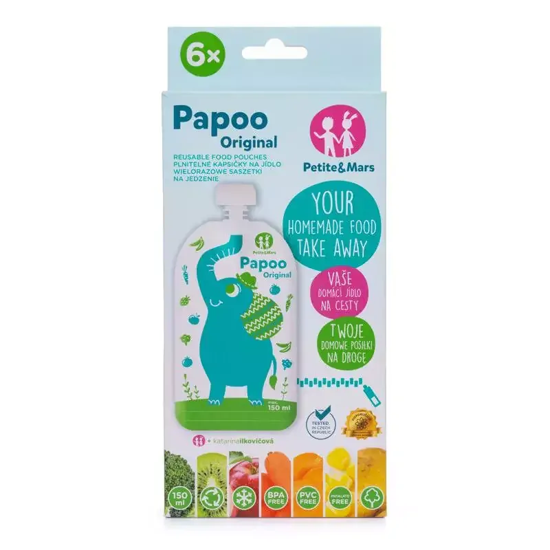 PETITE&MARS Kapsička na jídlo Papoo Slon - 6 ks
