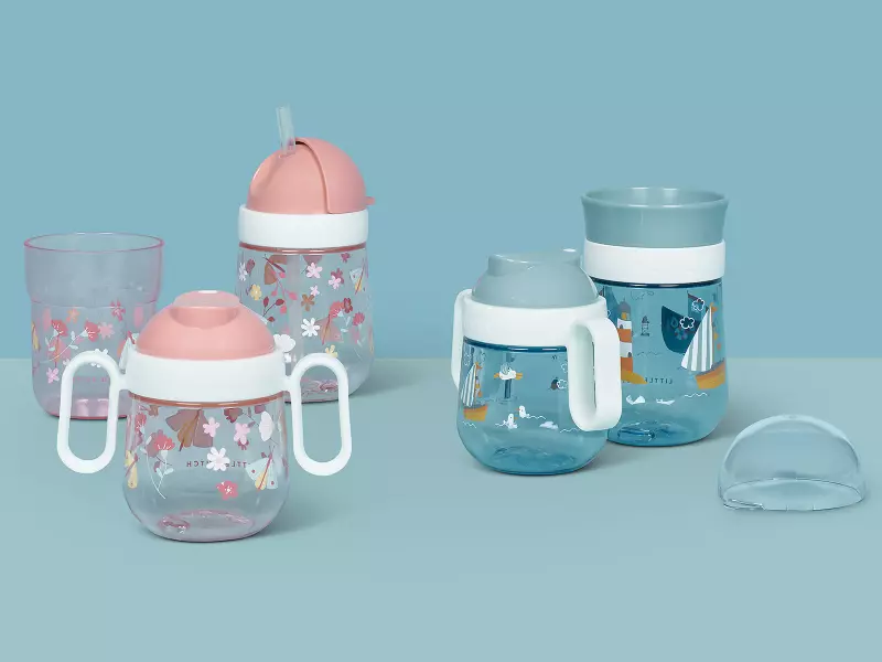 Little Dutch hrnek s brčkem 300ml 9m+ Květiny a motýli