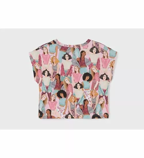 Dívčí tričko crop top Mayoral celopotisk 6034-3