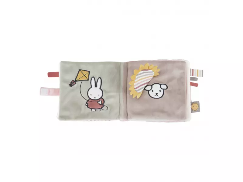 Little Dutch Textilní knížka s aktivitami králíček Miffy Fluffy Pink