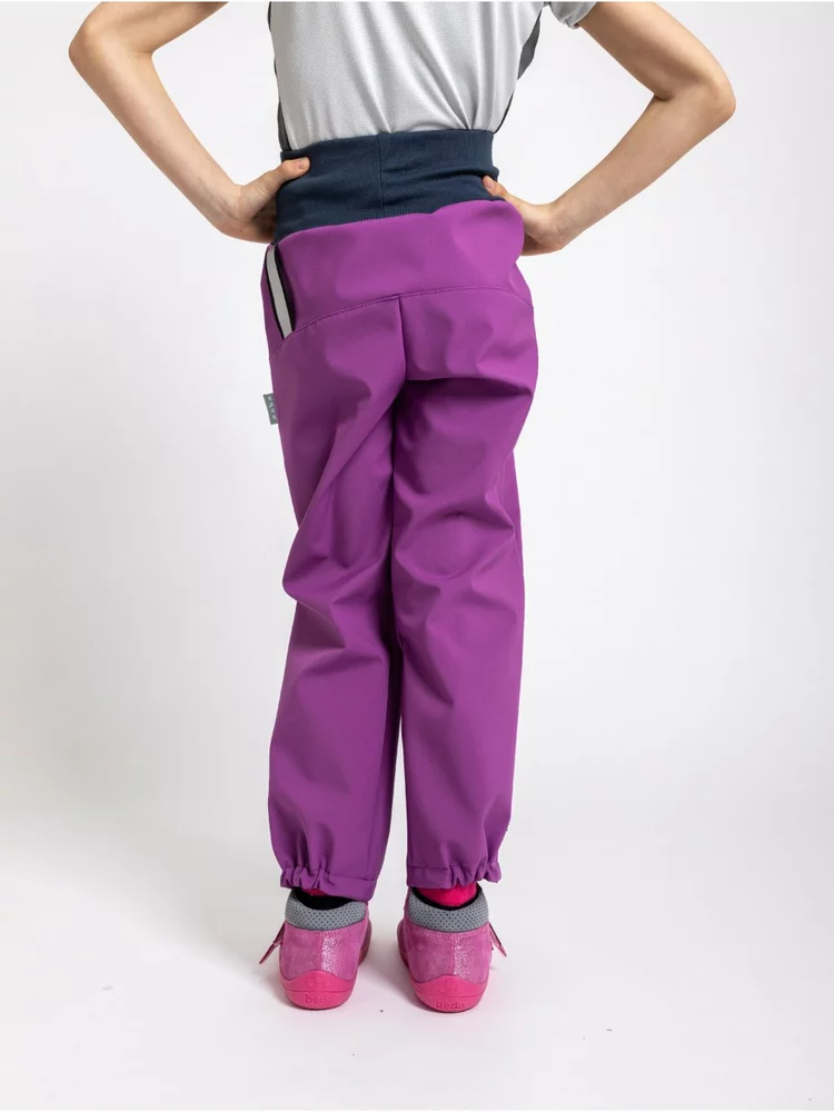 Dětské softshellové kalhoty Unuo s fleecem Basic ostružinová velikost 104/110