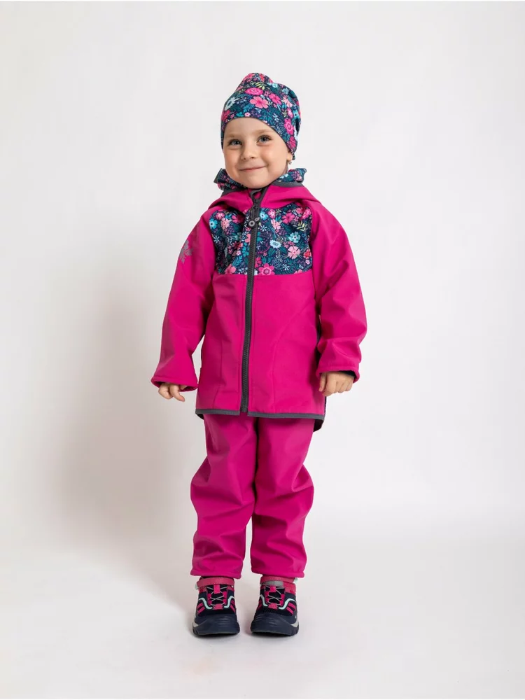 Batolecí softshellové kalhoty Unuo s fleecem Basic, fuchsiová velikost 80/86