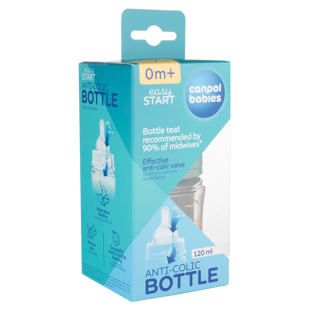 Canpol babies Antikoliková lahev EasyStart MOUNTAINS 120ml zelená