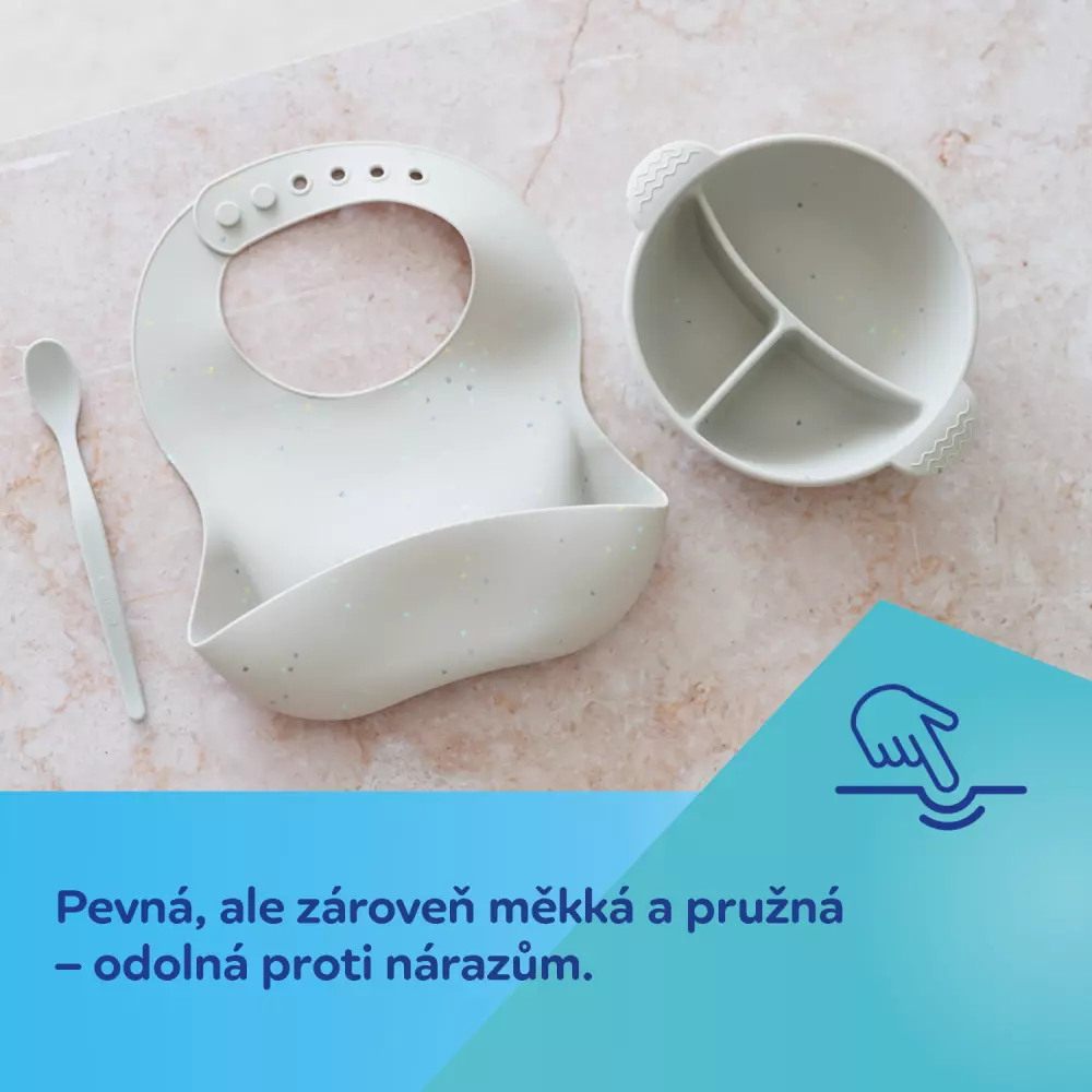 Canpol babies Silikonová dělená miska s přísavkou DOTS 360ml šedá