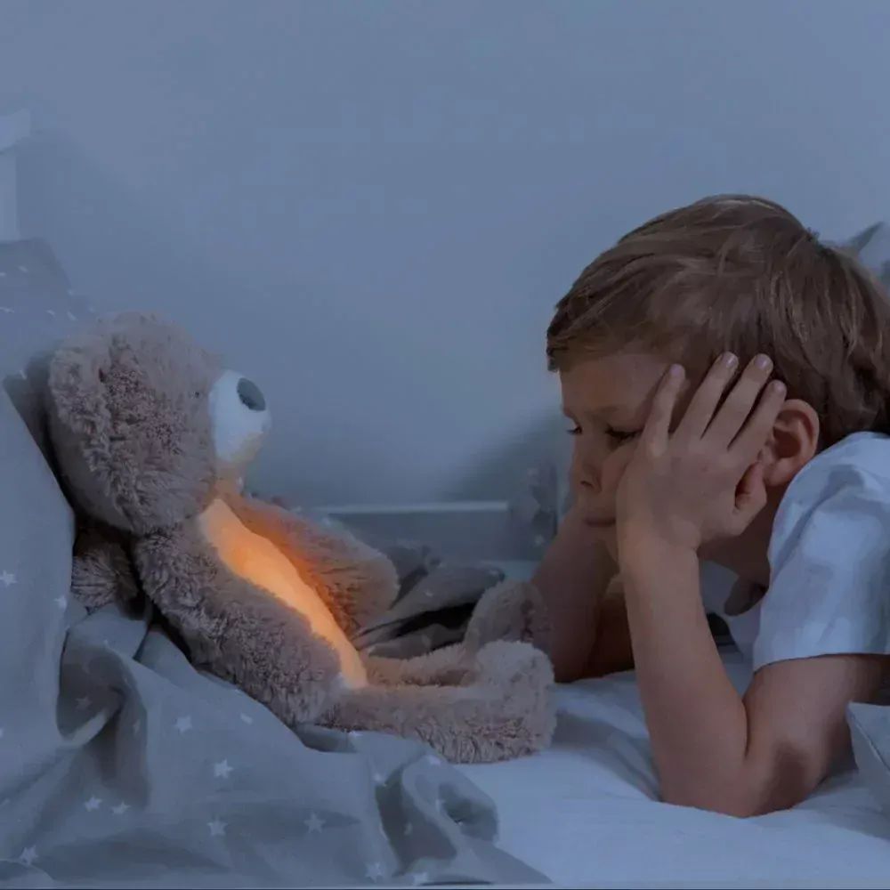 Zazu Medvídek BRODY hnědošedý - sleeptrainer s melodiemi a nočním světlem