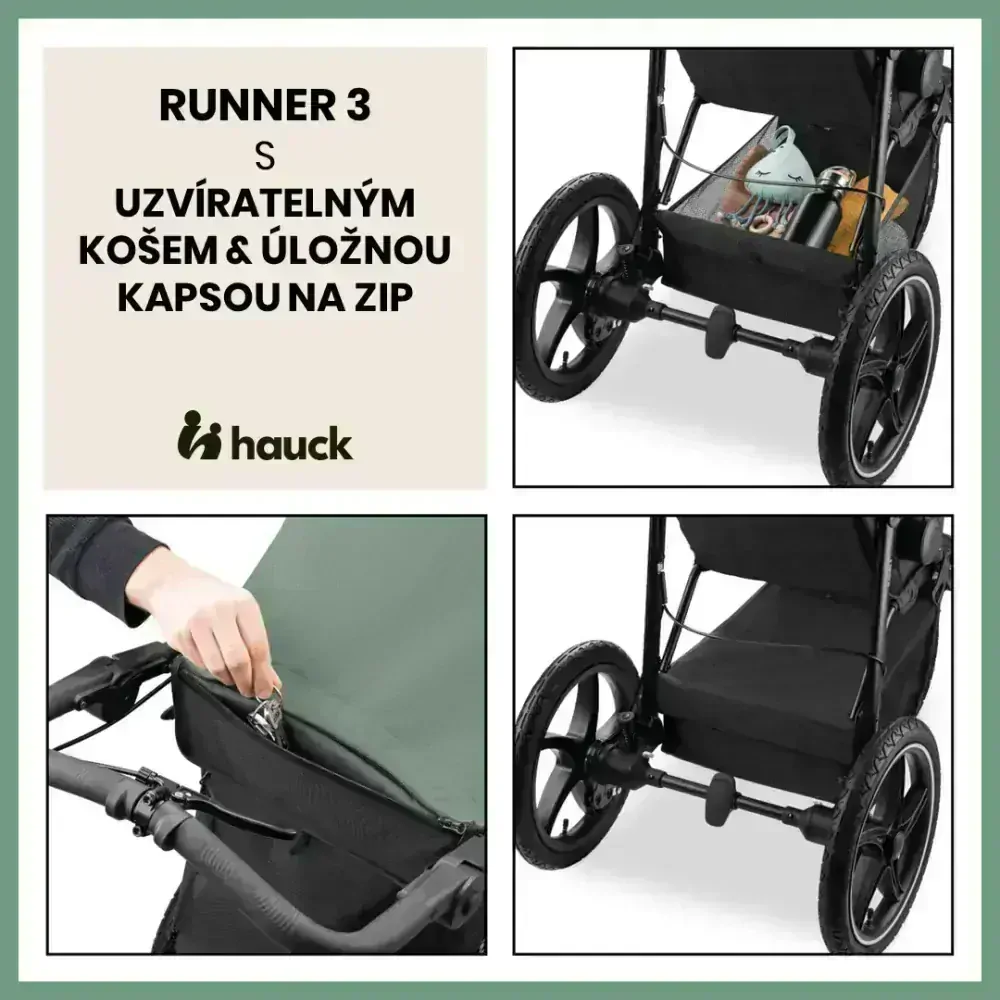 Hauck Sporťák Runner 3 s ruční brzdou Jungle Green