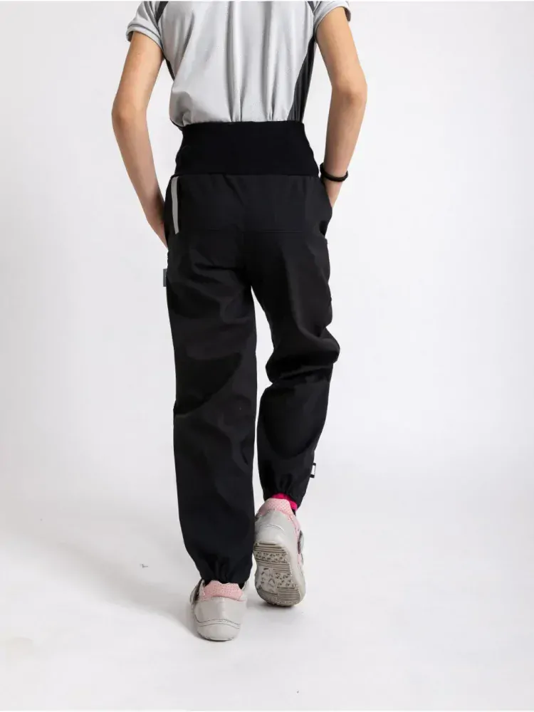 Dětské Softshellové kalhoty Unuo bez zateplení Basic, Černá velikost  104/110