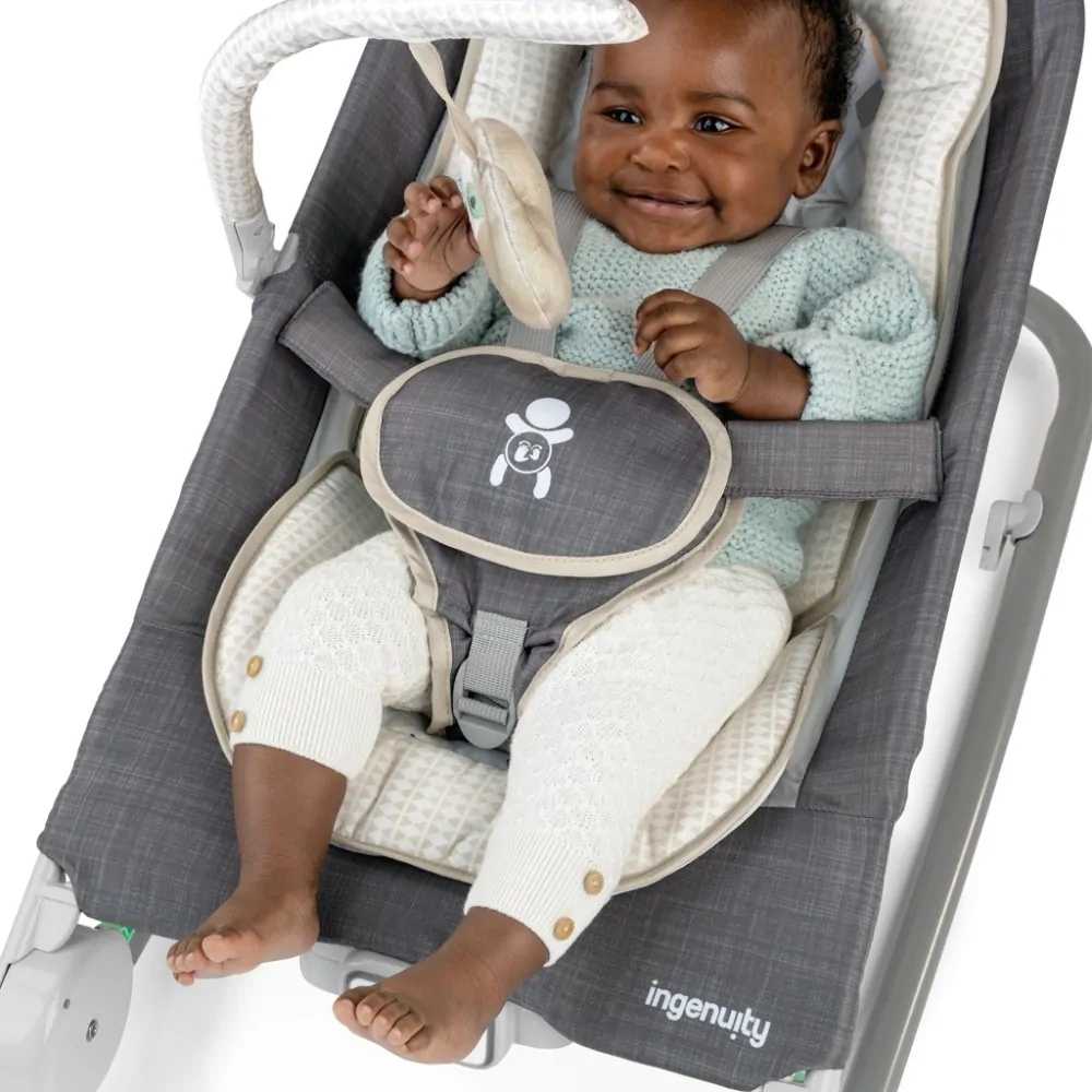 INGENUITY Lehátko masážní vibrující s melodií Happy Belly™ Rock-to-Bounce - Parker™ 0m+ do 9kg