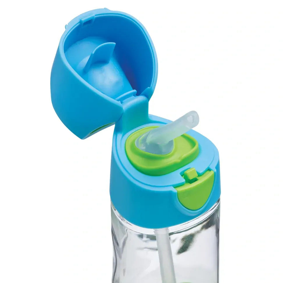 b.box Lahev na pití s brčkem 450 ml - Modrá/Zelená