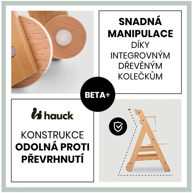 Hauck Beta+ B dřevěná židle, Natural