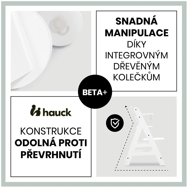 Hauck Beta+ B dřevěná židle, White