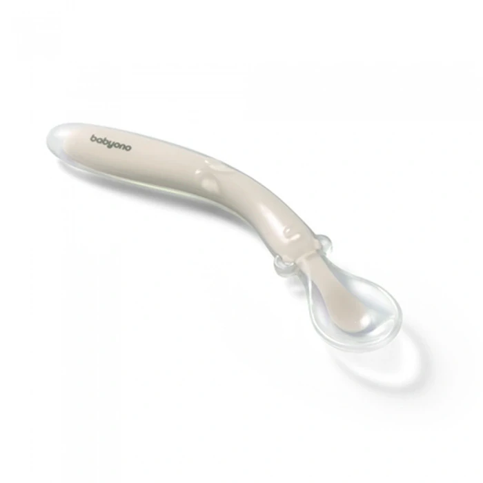 BABYONO Lžička silikonová - beige 6m+