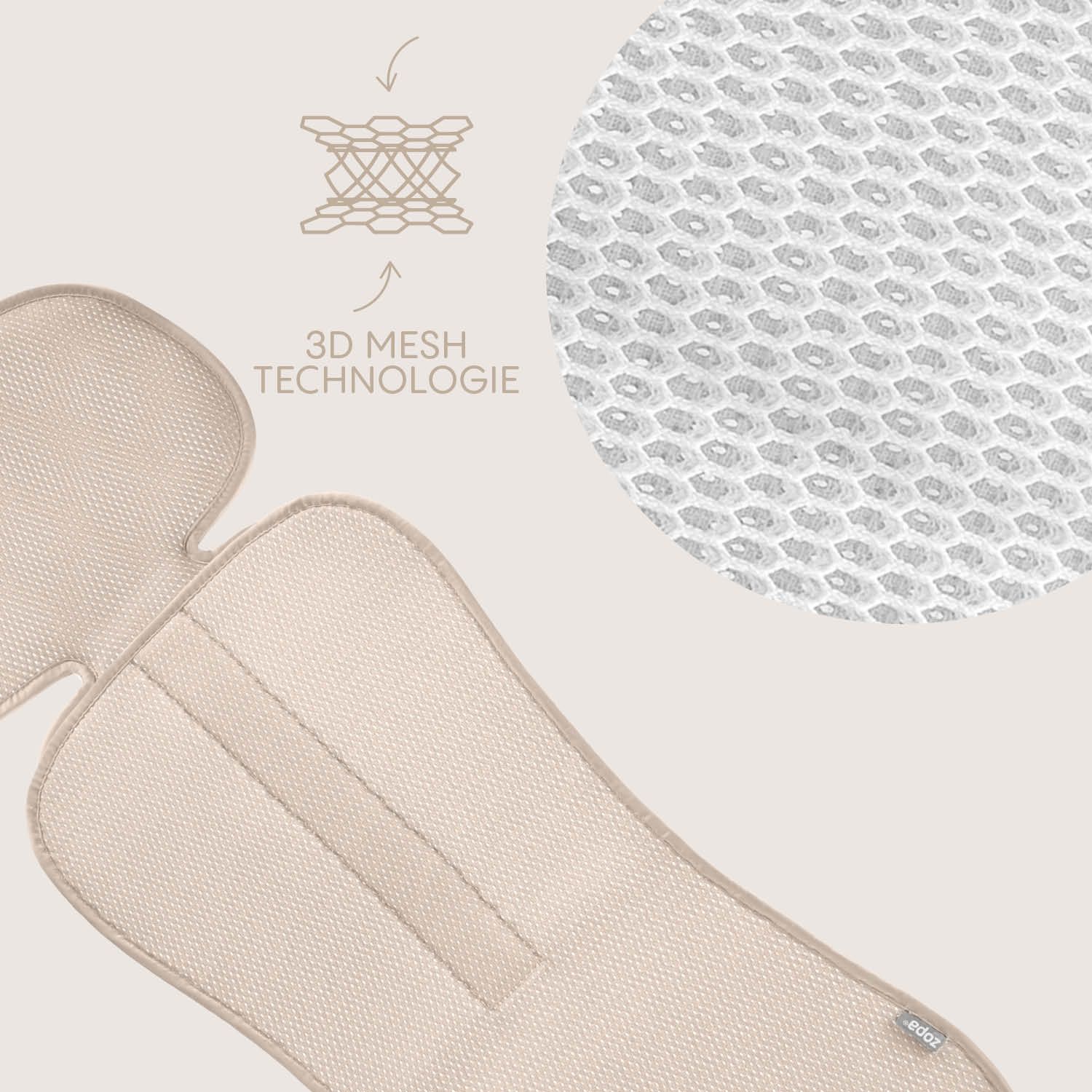 Prodyšná podložka do autosedačky Zopa Breeze sk. 2/3 - Toffee Brown