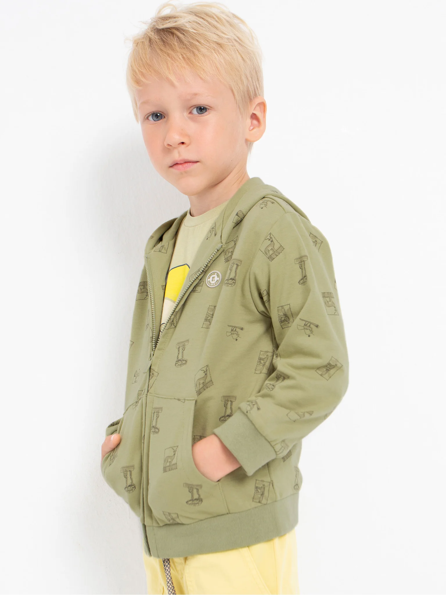 Chlapecká mikina s kapucí Mayoral 3454-7 Khaki zelená velikost 116