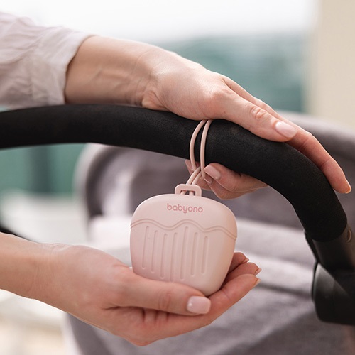 BABYONO Pouzdro silikonové na dudlík růžové 0m+