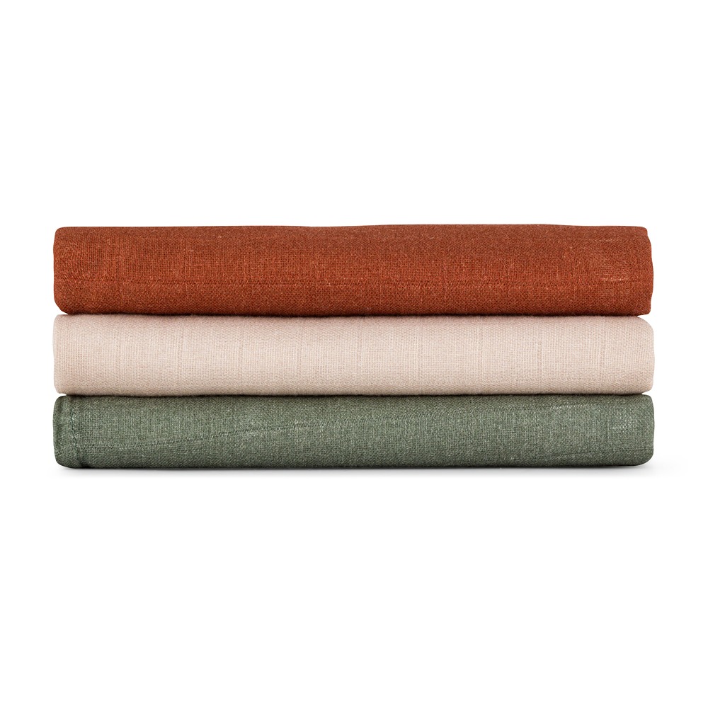 PETITE&MARS Sada plen bambusová mušelínová 3ks Moussy Earth Tones 68 x 68 cm