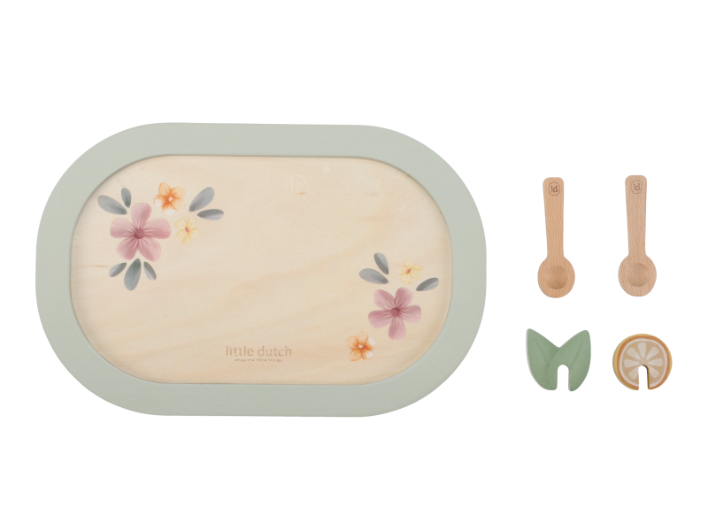 Little Dutch Čajový set dřevěný s květinovým potiskem