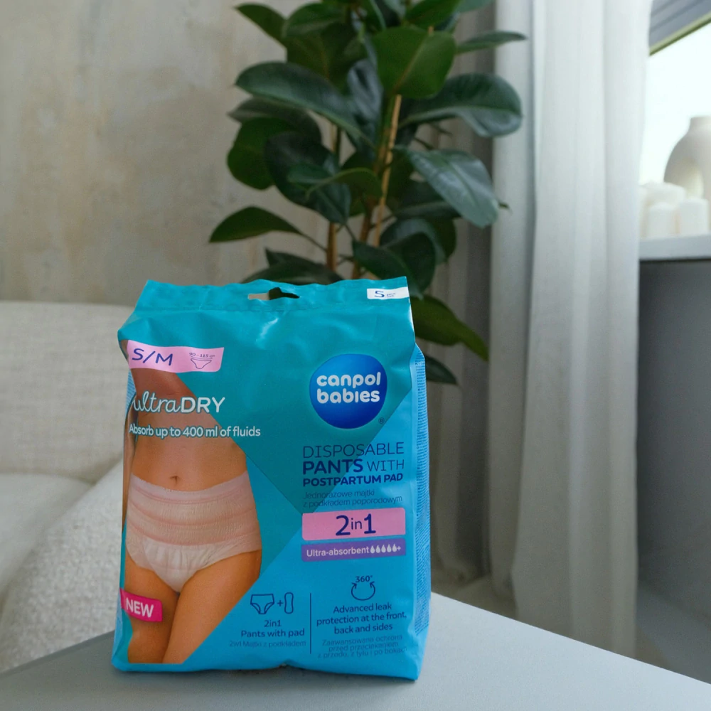 Canpol babies Jednorázové poporodní kalhotky s vložkou 2v1 S/M 5ks
