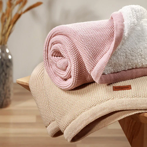 BABYONO Deka bavlněná s fleecovou podšívkou 75 x 100 cm růžová