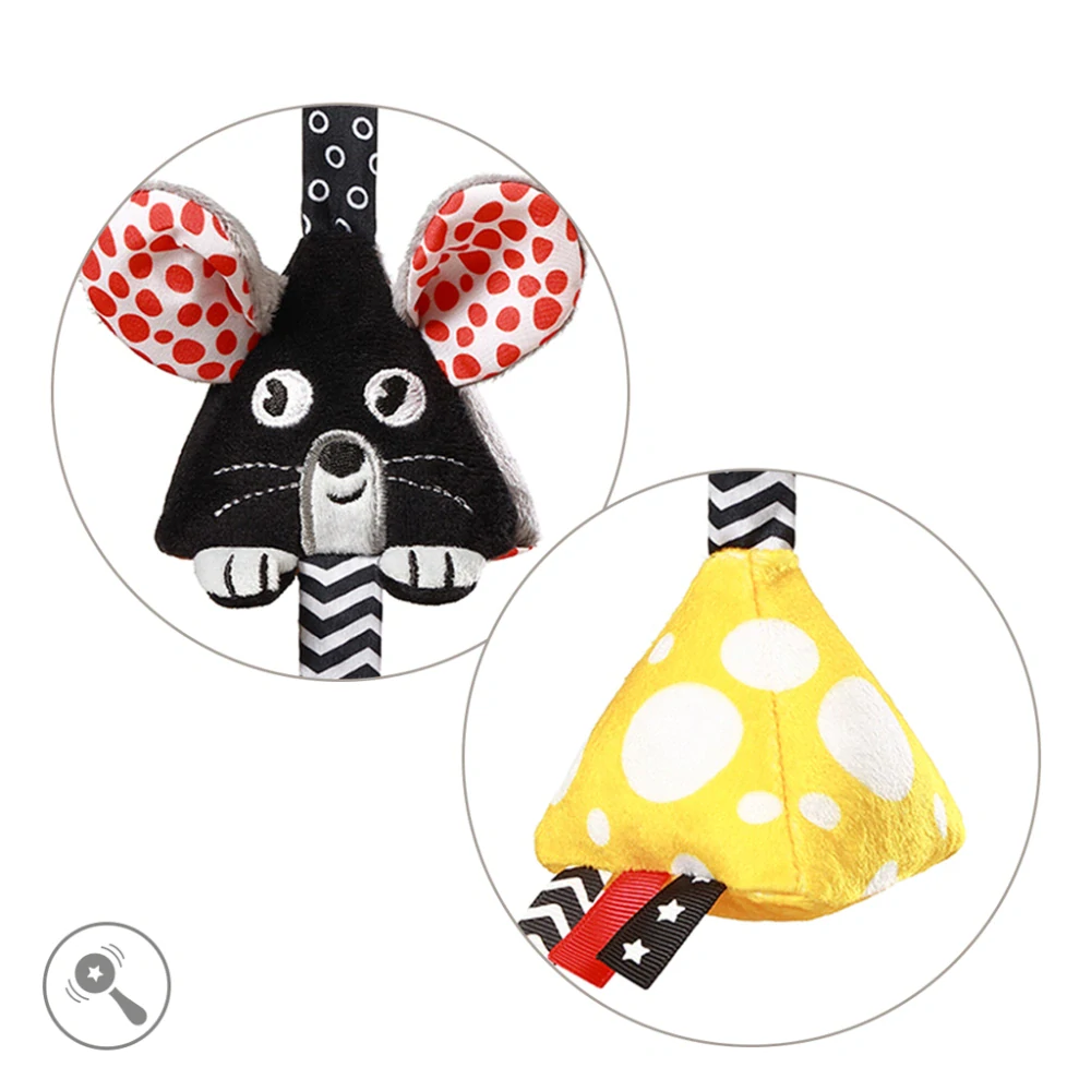 BABYONO Hračka závěsná kontrastní na C kroužku Mouse 0 m+