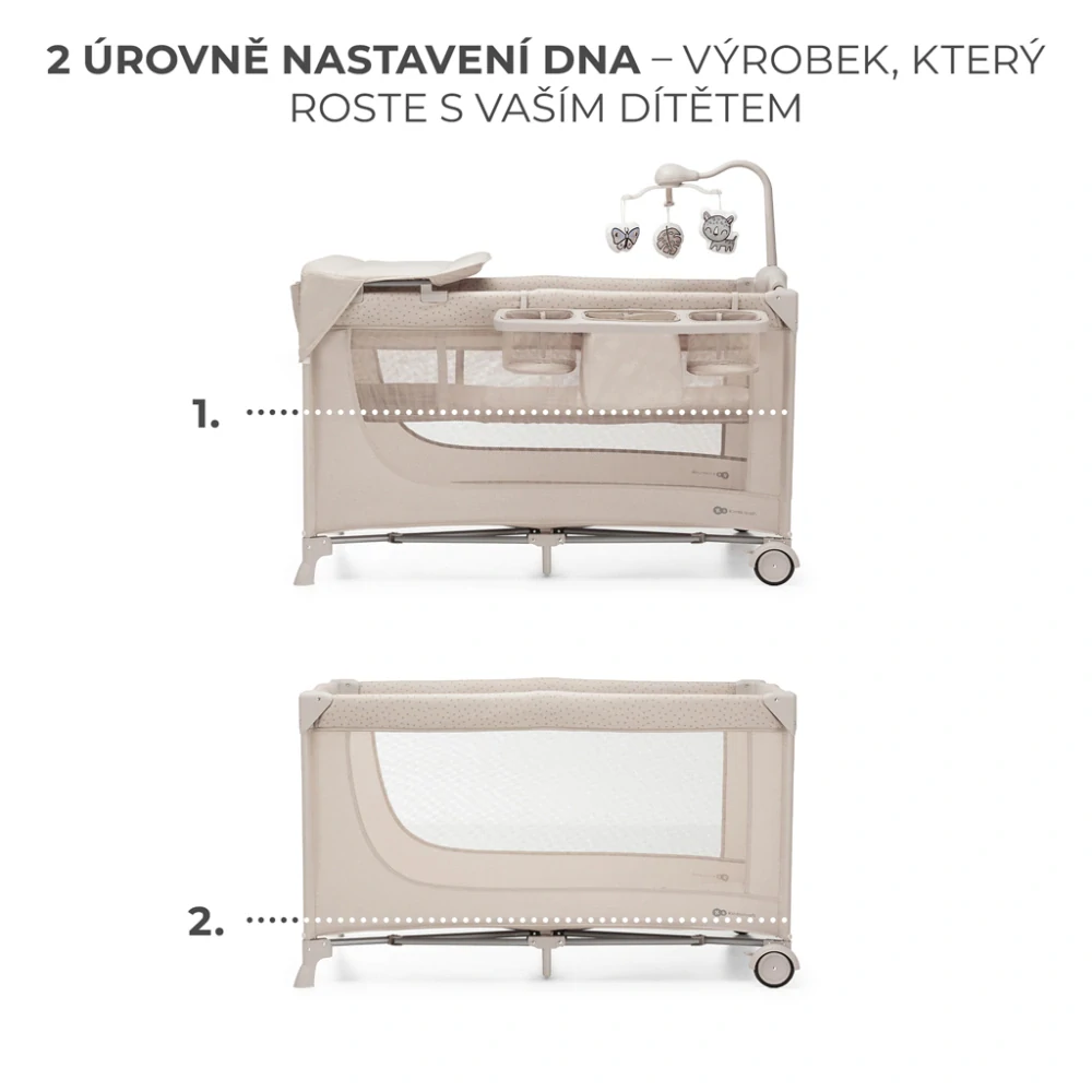 KINDERKRAFT Postýlka cestovní Joy 2 s doplňky Beige