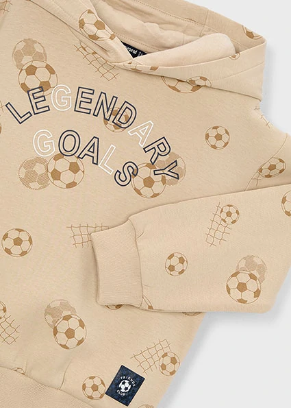 Chlapecká mikina Legendary Goals s kapucí Mayoral 3435-71 tmavě béžová
