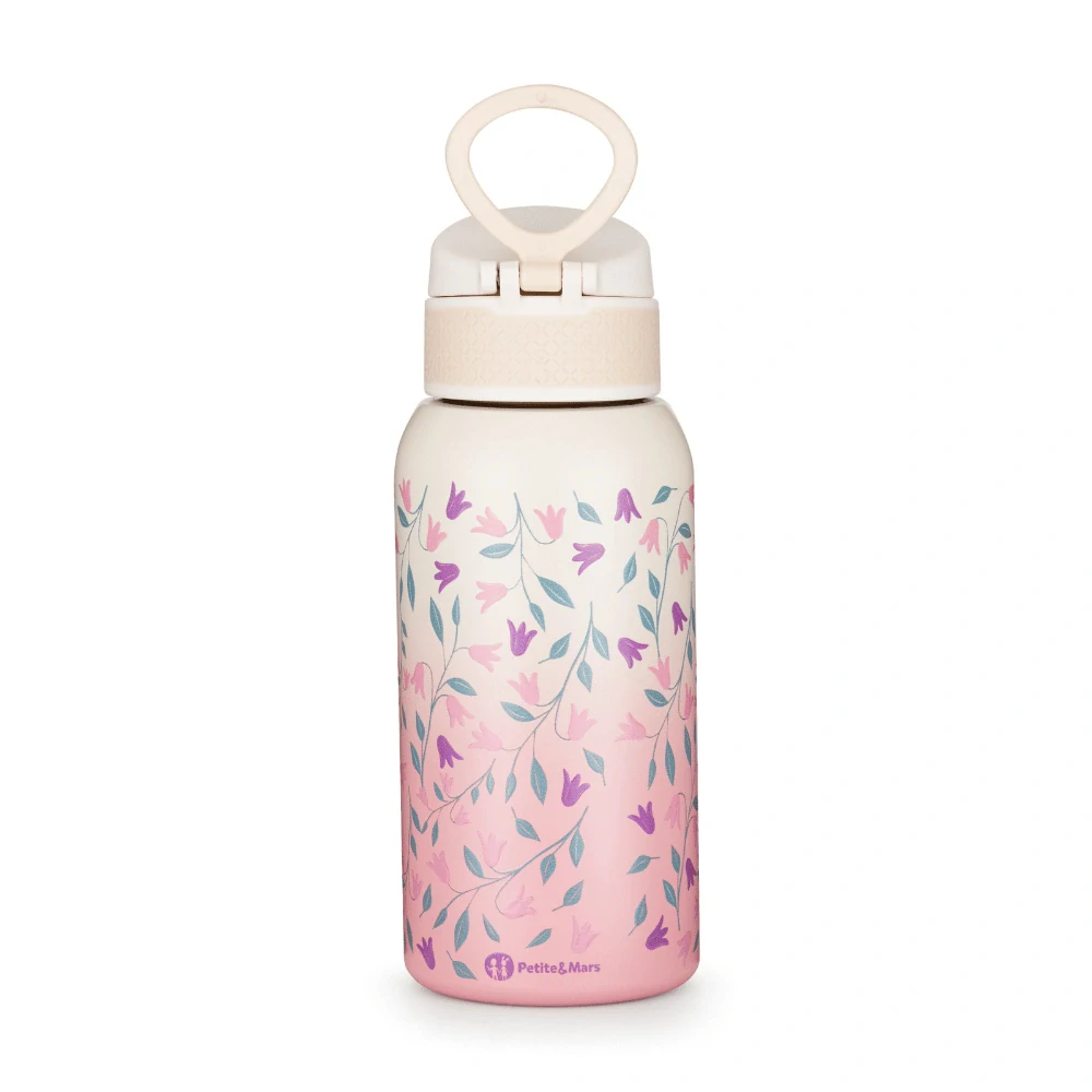 PETITE&MARS Láhev nerezová termo s náustkem 500 ml Delicate Flowers 36m+