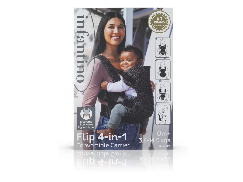 Infantino Nosítko Flip Advanced 4V1 Light & Airy Convertible Leopard Black