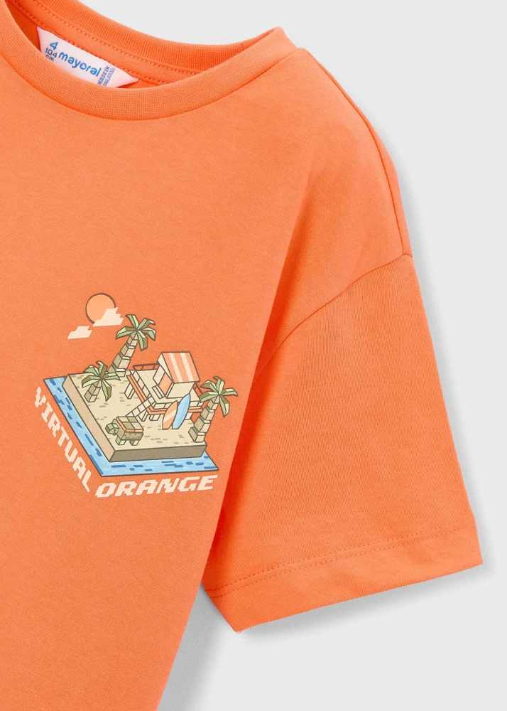 Chlapecké triko krátký rukáv Mayoral 3078-71 Virtual Orange