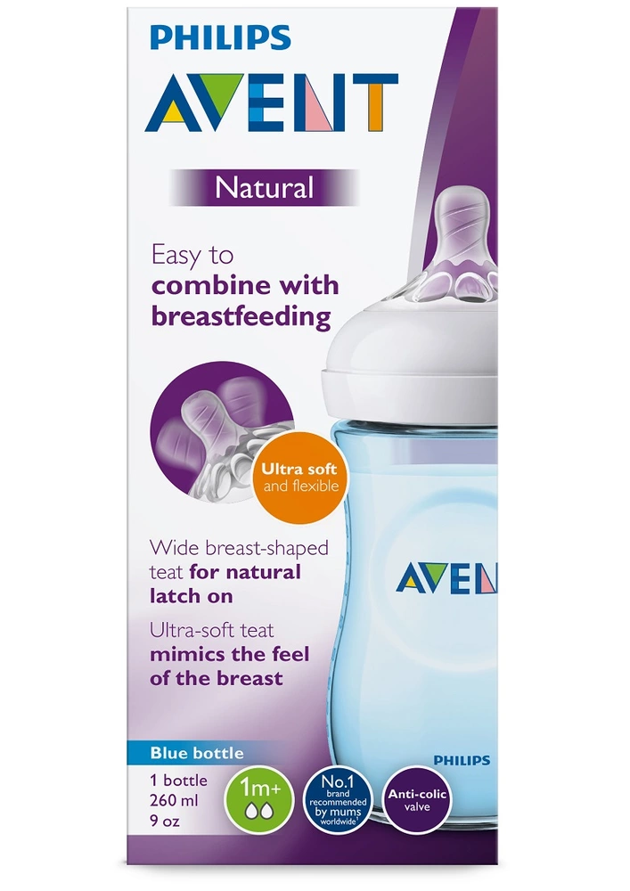 Láhev Natural Philips Avent 260 ml, 1 ks modrá 