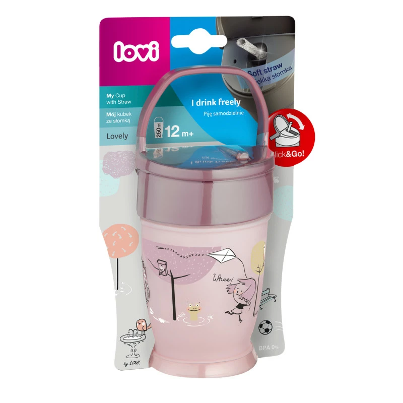 LOVI Hrníček se slámkou LOVELY JUNIOR 250 ml girl