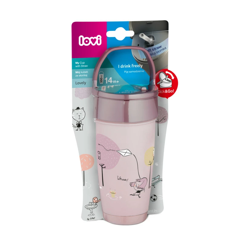 LOVI Hrníček se slámkou LOVELY ACTIVE 350 ml girl