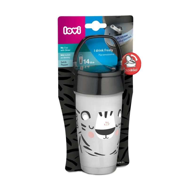 LOVI Hrníček se slámkou SALT&PEPPER ACTIVE 350 ml